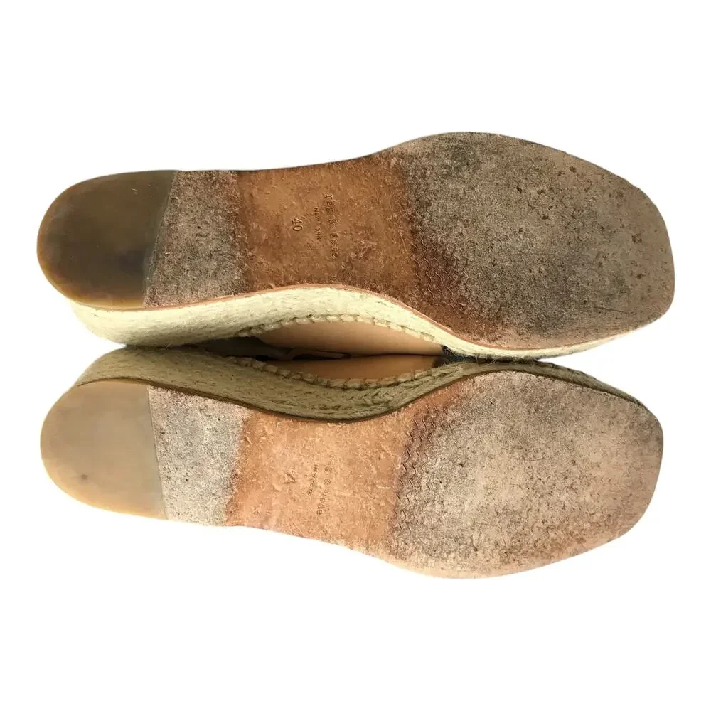 Rag & Bone Sayre II Espadrille Wedge Sandal Women Sz 40 Beige Leather 2.25